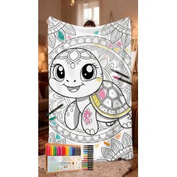 Kit Cretaivo Relax Manta para colorear tortuga marina 75x100